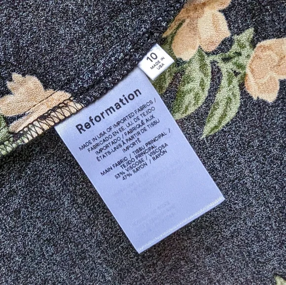 New Reformation Hilda Long Sleeve Midi Dress, Night Bloom, Size 10 - Picture 3 of 3